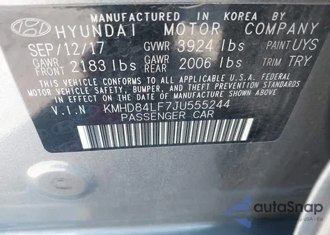 2018 Hyundai Elantra Sel из США, поврежденный, VIN KMHD84LF7JU555244